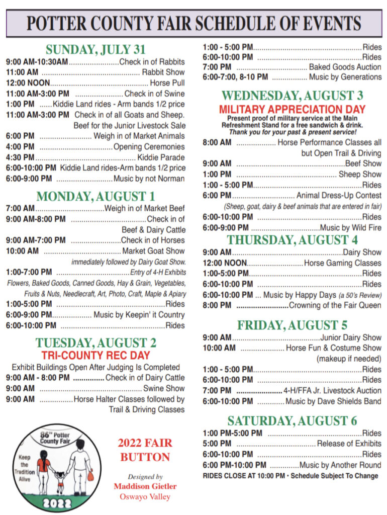 It's Potter County Fair Week! See full schedule of events THE